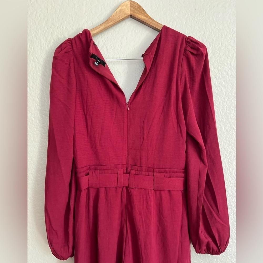 NWOT In the City Burgundy Surplice Long Sleeve Jumpsuit - Picture 6 of 10